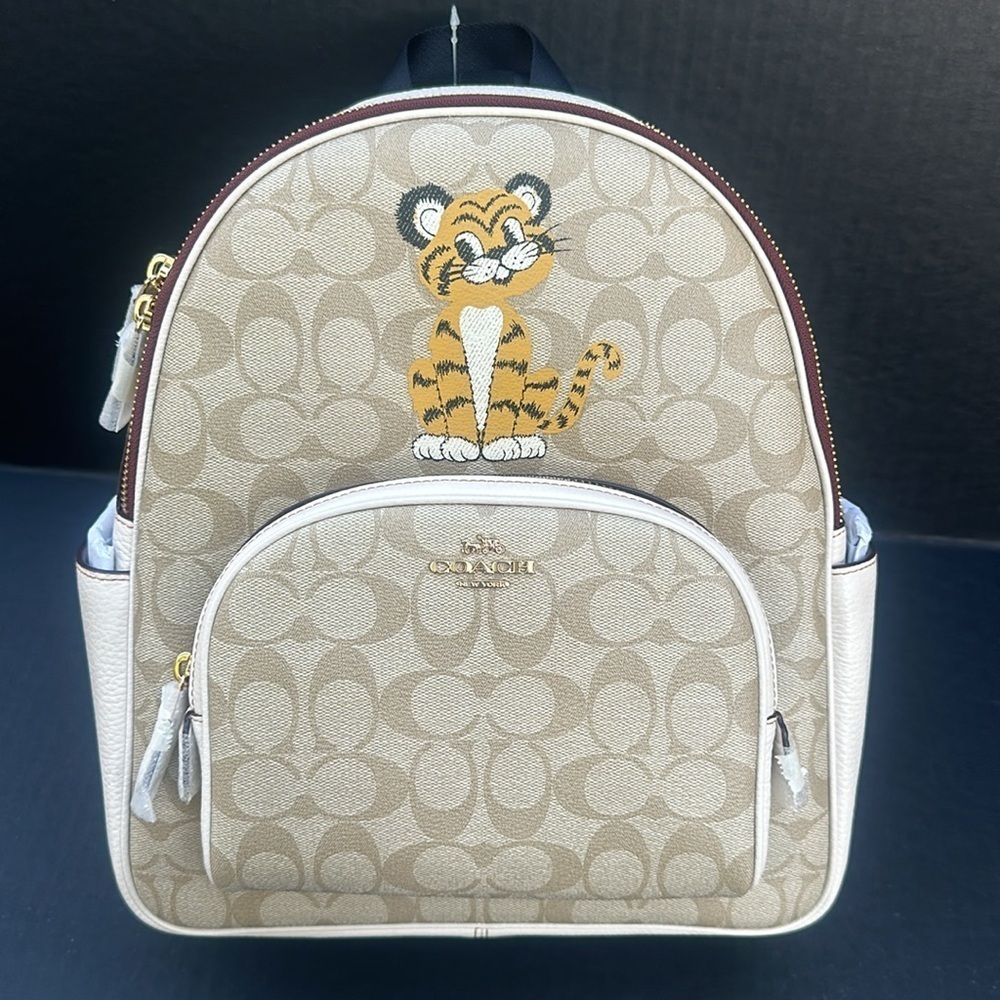 New COACH Backpack In Signature Canvas With Tiger